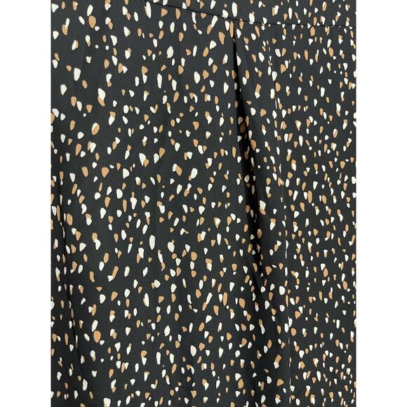 DKNY woman's blouse XL black brown white marks long sleeve 1/2 button front - Picture 3 of 9